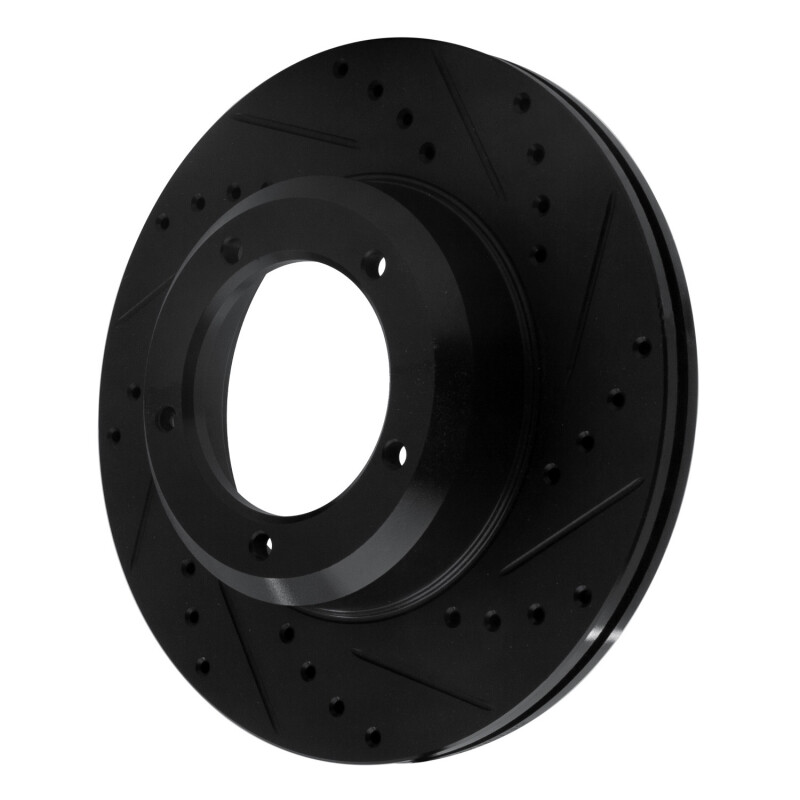Land Rover Defender Brake Rotor (1) - Front Right - R1 Concepts - Drilled & Slotted - Black - `90-`16